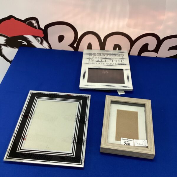 Lot of three vintage picture frames for wall decor.