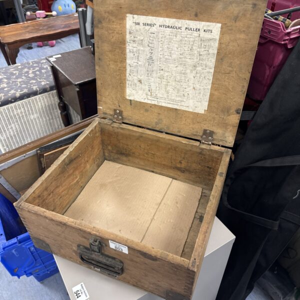 Vintage J W Pickavant wooden tool case, approximately 15 inches wide.