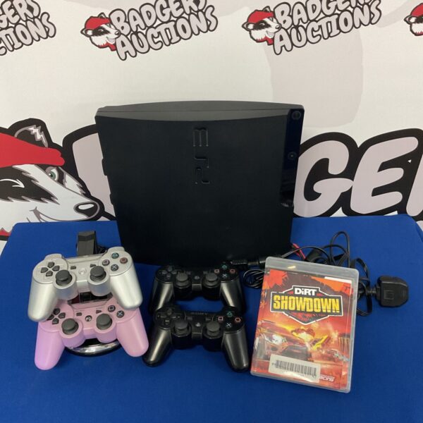 Black Sony PlayStation 3 console with a controller.
