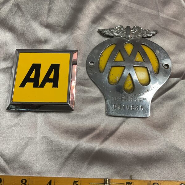 Vintage AA car badge, classic automobile association emblem.