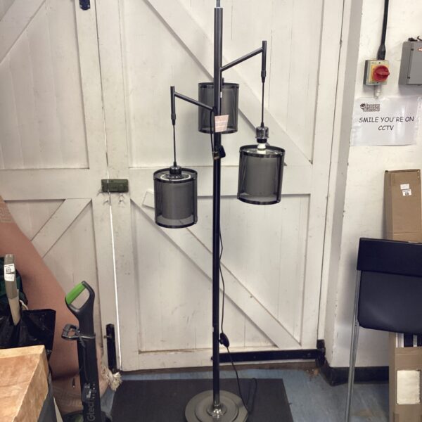 Vintage tri head standard lamp with mesh shades.
