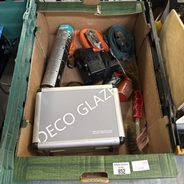 Box of shed clearance items