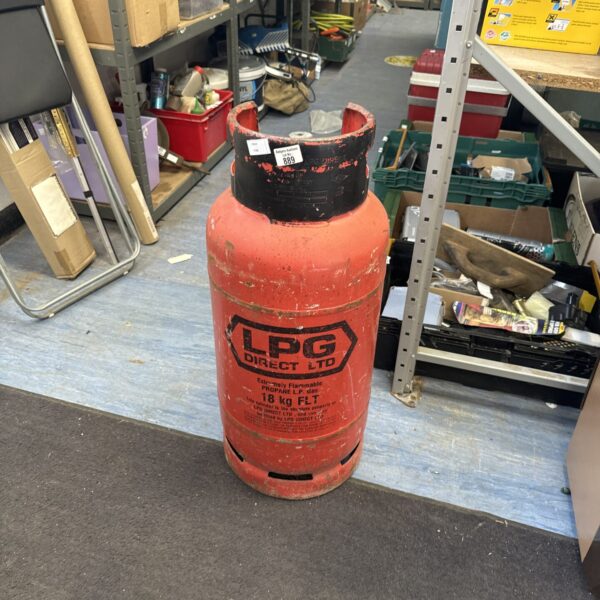 Full 18kg LPG gas canister for propane fuel.