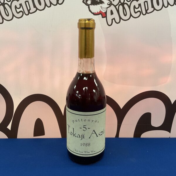 Bottle of 1988 Pottonyos 5 Tokaji Aszu vintage Hungarian sweet wine.