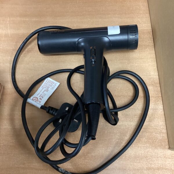Compact Varis travel hairdryer in grey, ideal for travel use.