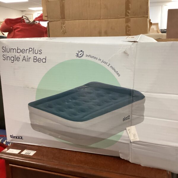 Blue Slumber Plus single air bed, ideal for guest use.