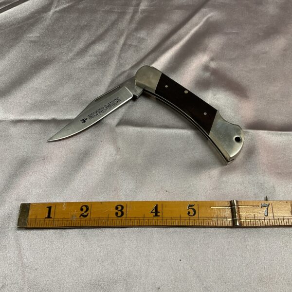 Vintage Silver Moose Bridgedale lock back pocket knife in closed position.