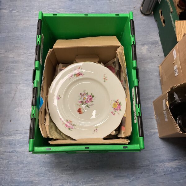 Vintage floral china plate with colourful flower design.