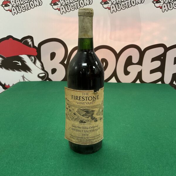 Vintage 1976 Firestone Vineyard Cabernet Sauvignon wine bottle.