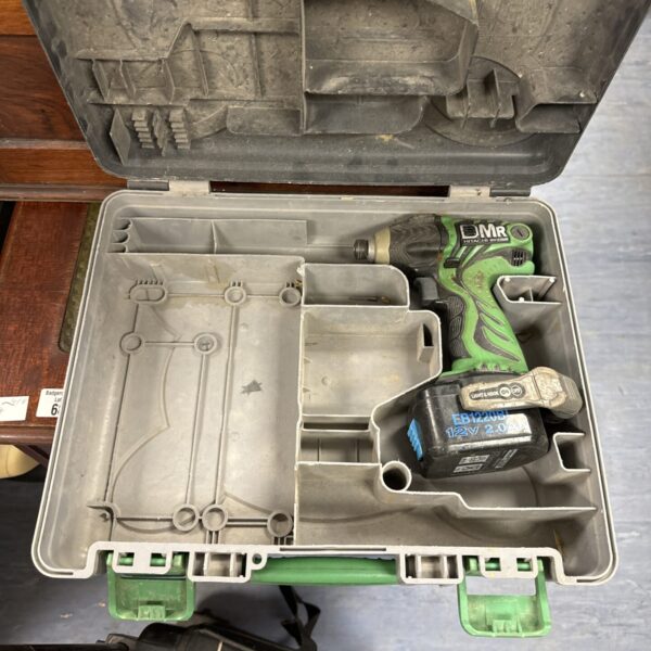 Hitachi WH12DMR cordless impact driver in its storage case.