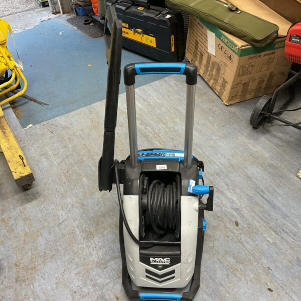 Used Mac Allister pressure washer for garden cleaning tasks.