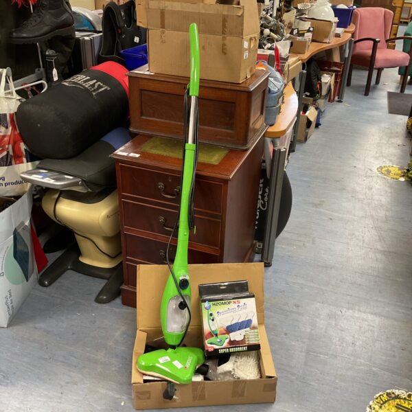 Steam mop H2OMOPX5 with attachments for floor cleaning.