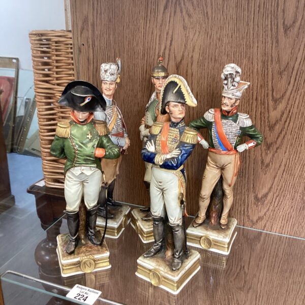 Antique Italian porcelain Napoleonic figurines, detailed and colourful.
