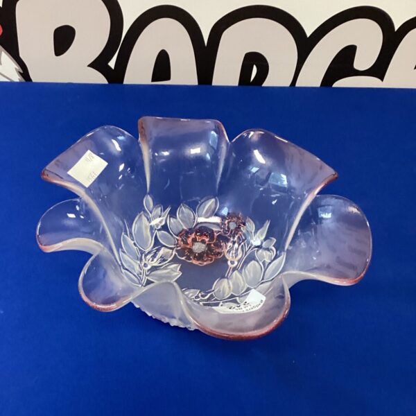 Vintage Mikasa pink glass bowl with petal design.