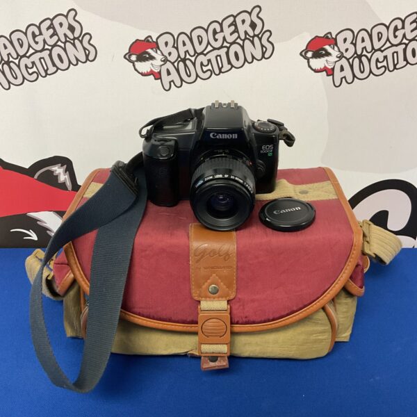 Vintage Canon EOS 1000F N 35mm film camera with case.