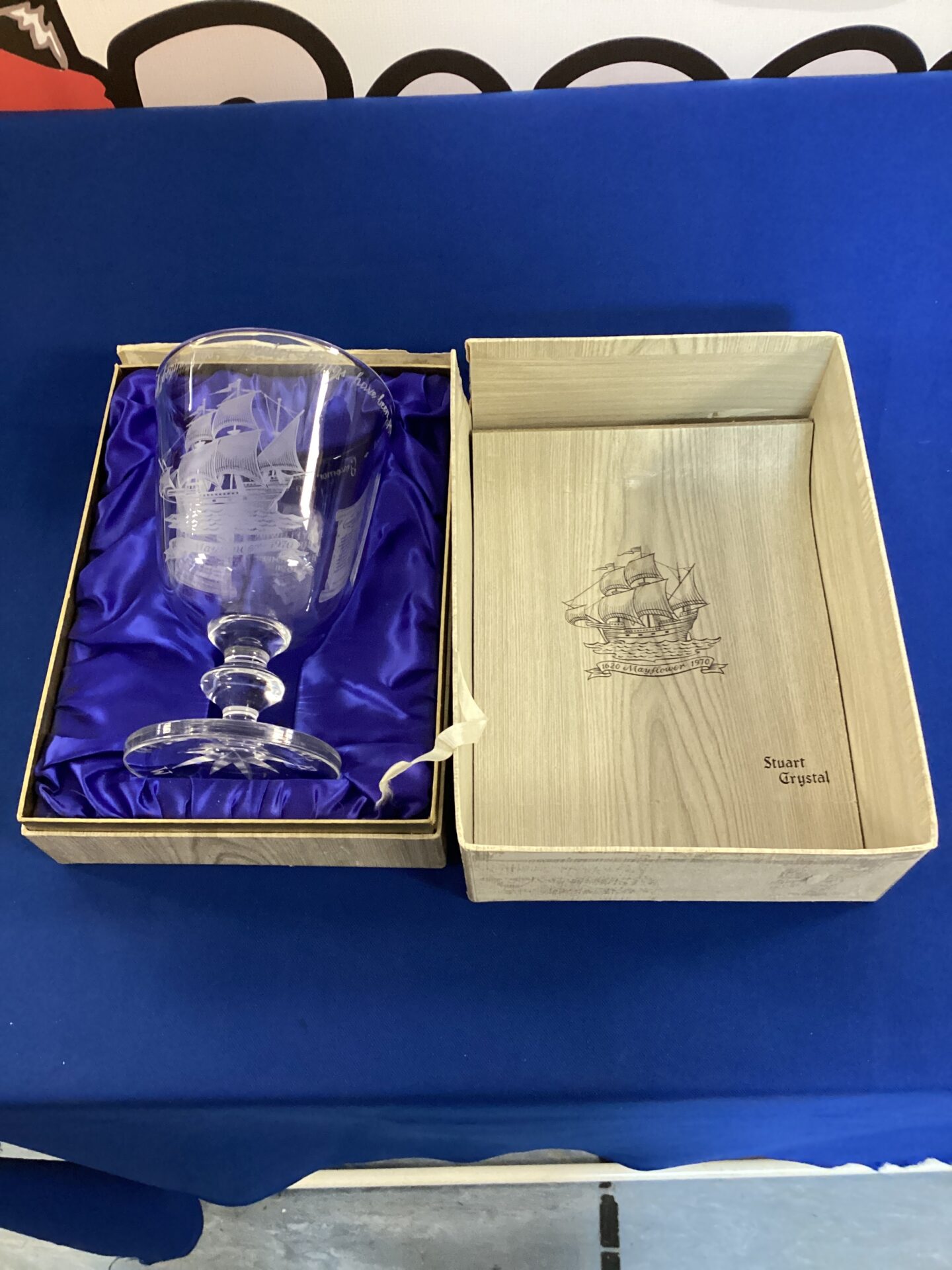 472 Stuart crystal large Commemorative mayflower goblet