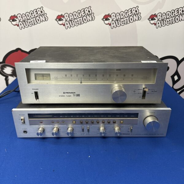 Vintage Pioneer TX-5500II stereo tuner with analog dial.