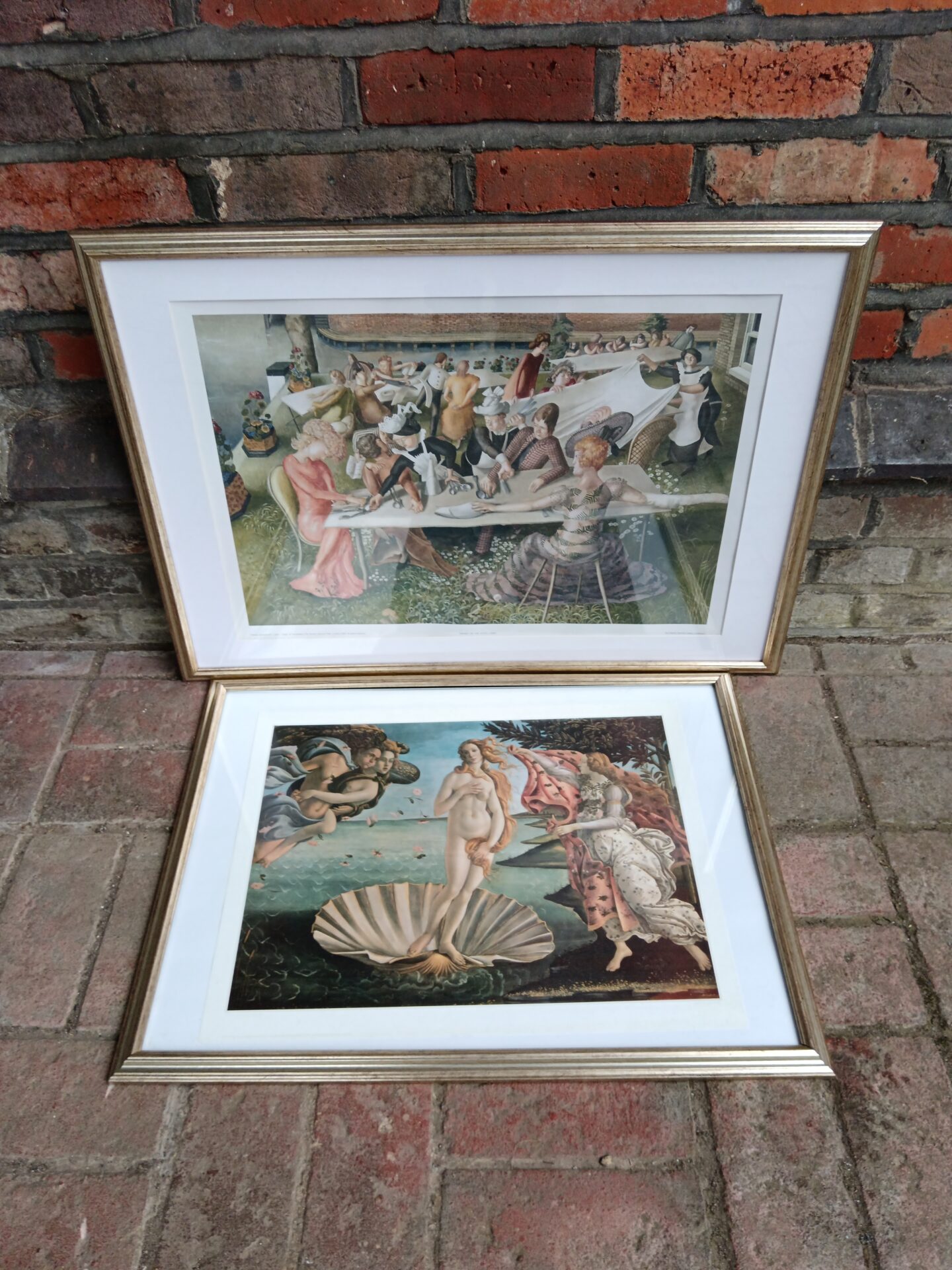 579 Sandro Botticelli birth of Venus & Stanley Spencer dinner on the hotel lawn prints