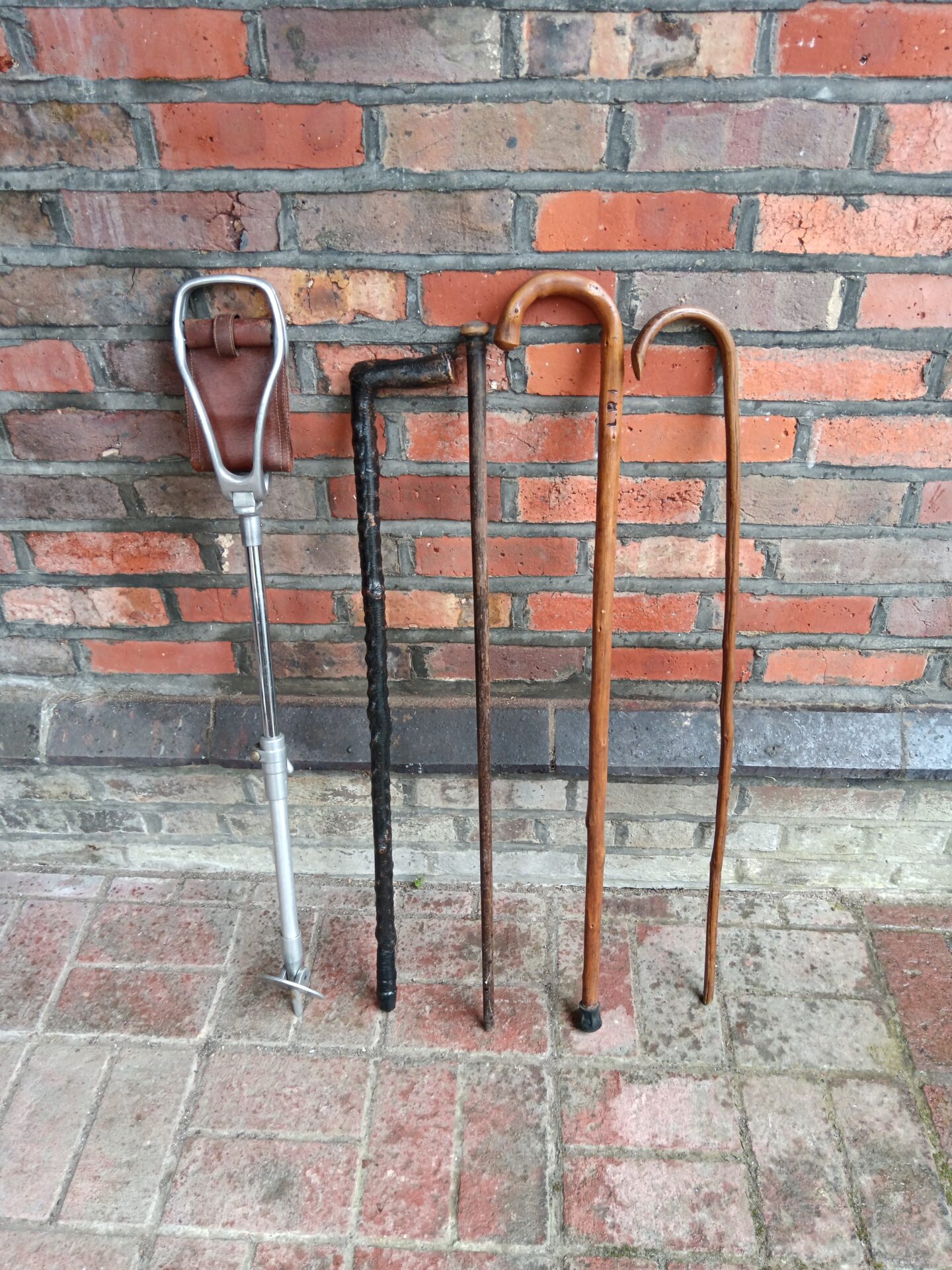 629 Bundle of vintage walking sticks & shooting stick