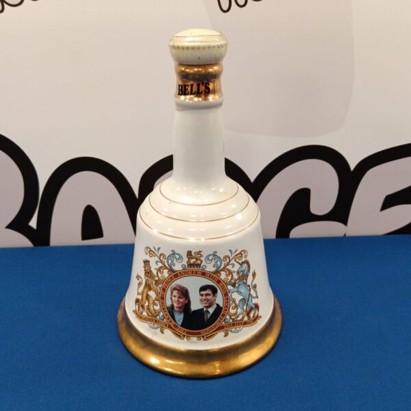 Sealed Bell's Scotch Whiskey bell commemorating Prince Andrew and Sarah Ferguson.