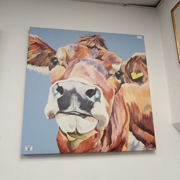 Large canvas print of a jersey cow for farmhouse decor.