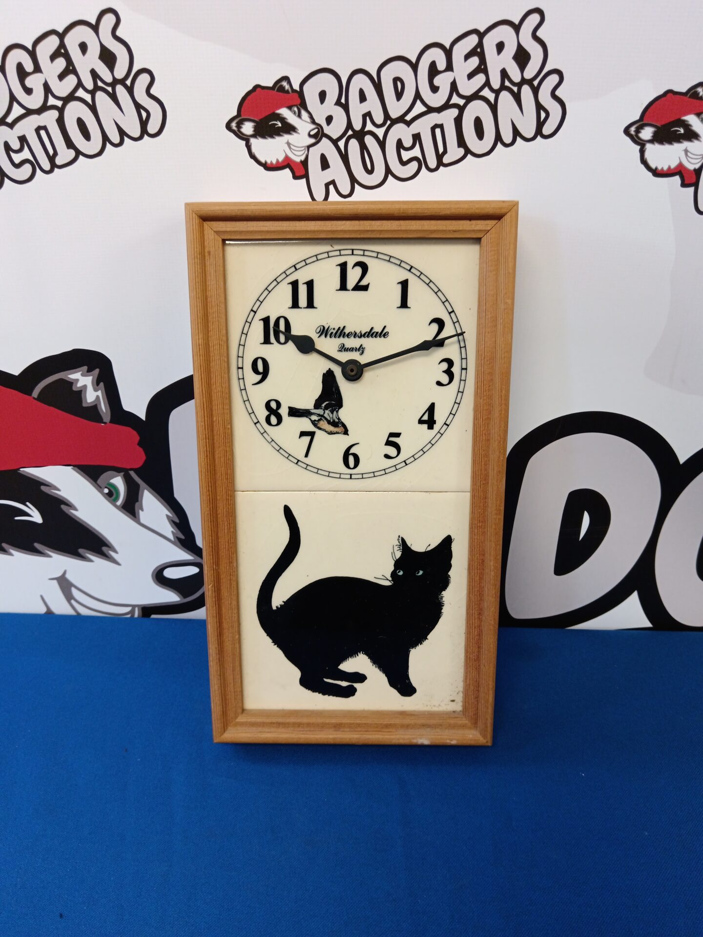 019 Withersdale ceramic tile black cat wall clock