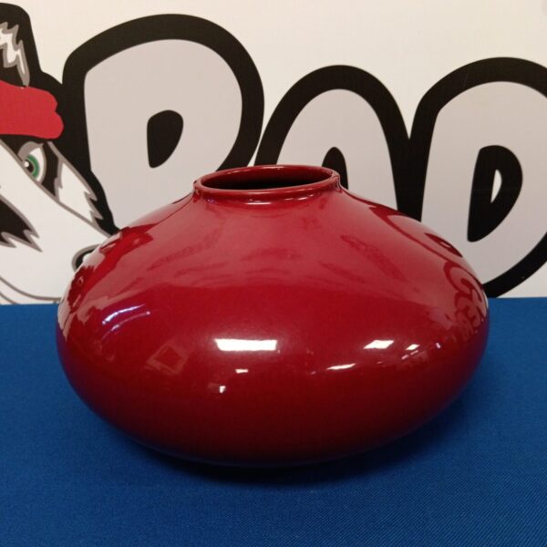 Vibrant red Amano West German pottery vase, 1970s vintage.