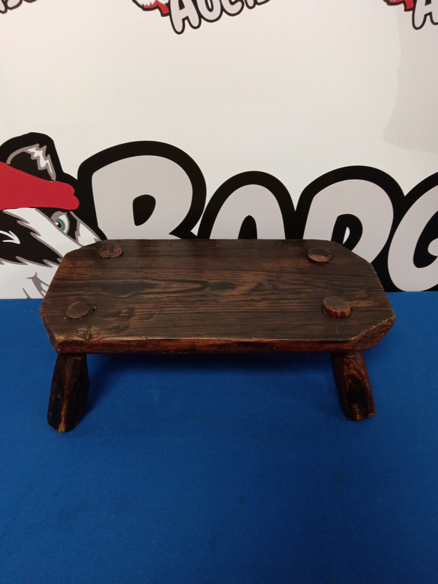 057 Vintage rustic wooden footstool