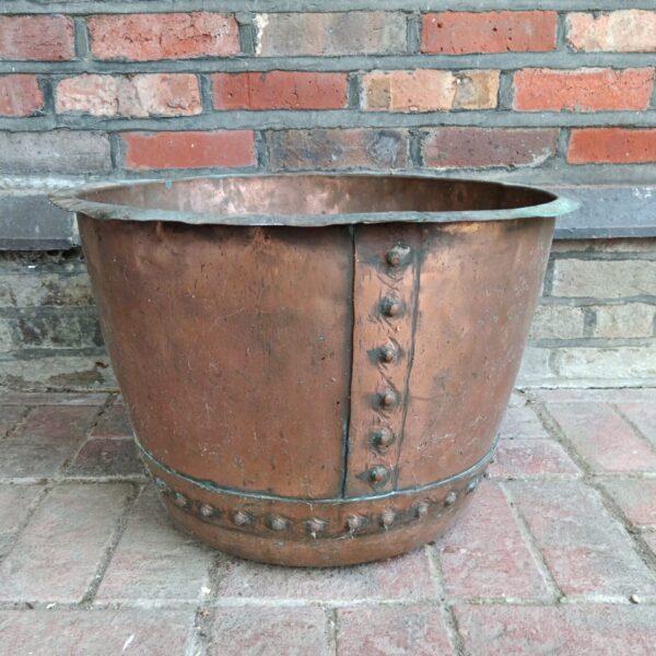 Large antique copper boiler pot