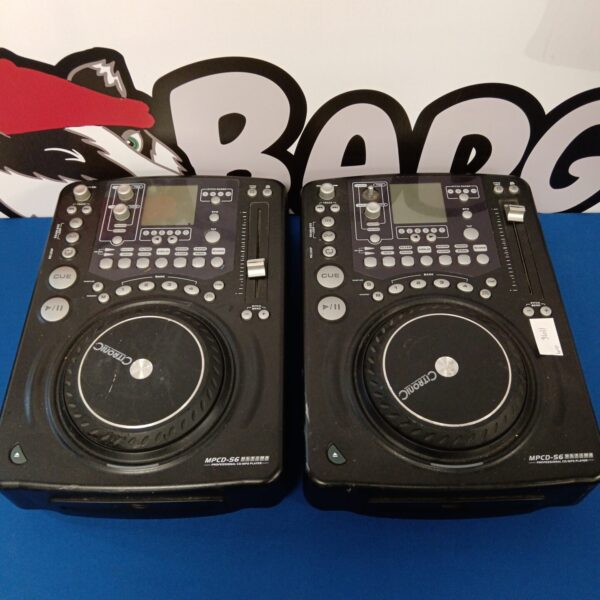 Pair of Citronic mpcd-56 DJ CD decks for professional audio mixing.