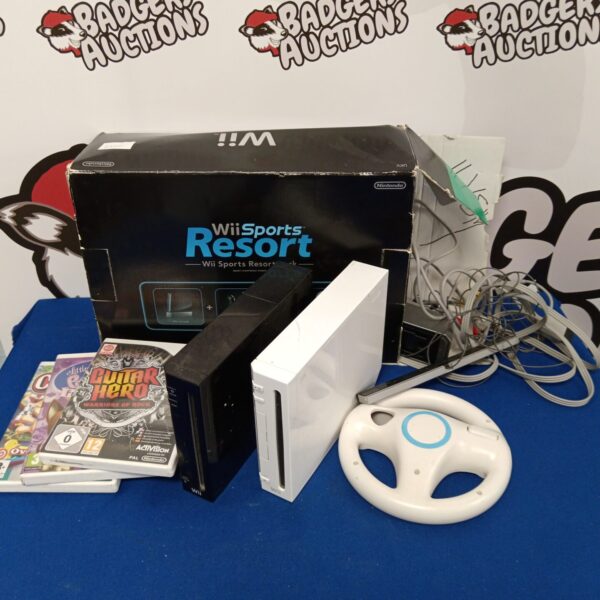 Black Nintendo Wii console bundle with Wii Sports game.