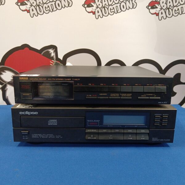 Vintage Yamaha T-ML77 tuner and Eclipse CD player, classic stereo equipment.