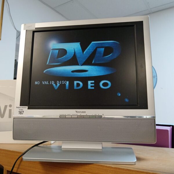 Compact Venturer HD TV with built-in DVD player for portable use.