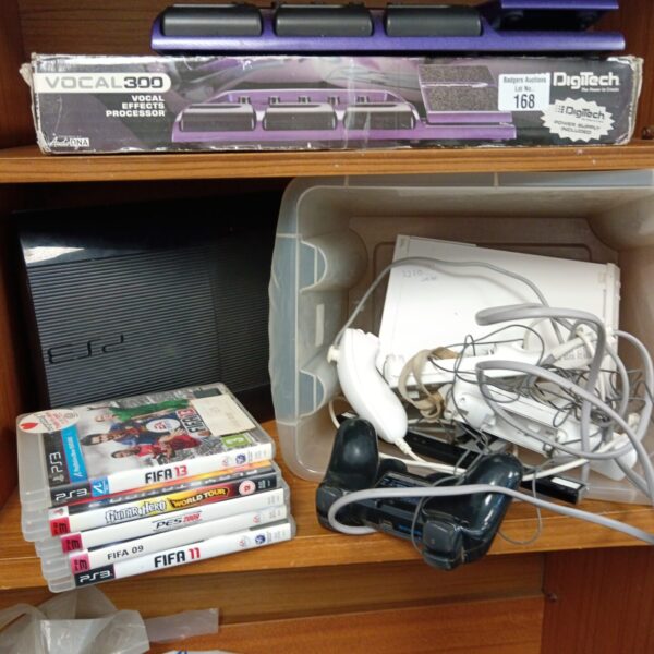 Playstation 3 and Nintendo Wii console bundle for retro gaming.