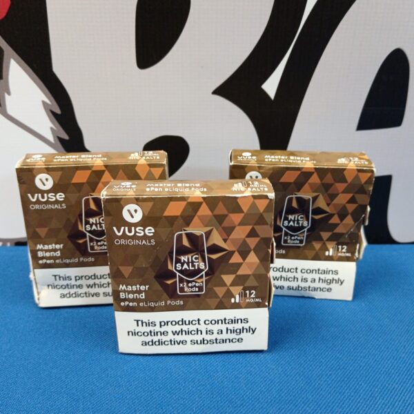 Unopened packs of Vuse ePen pods for e-cigarettes.