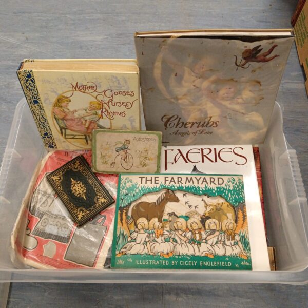 Vintage lot of children's books including Mother Goose and The Farmyard.