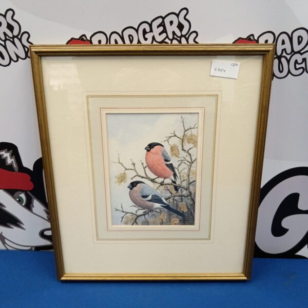 Original John Shepherd watercolour painting of a pair of chaffinches.