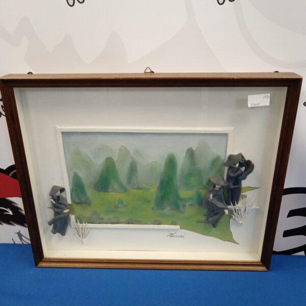 Original Mazzari artwork featuring cloaked figures in a 3D scene.