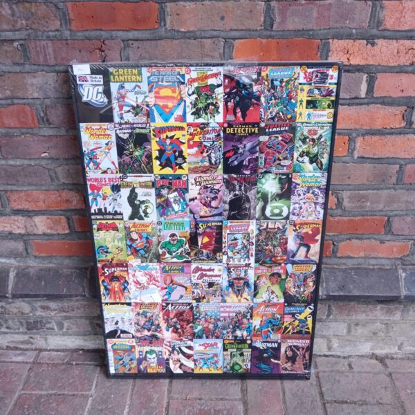 Large DC Comics canvas print featuring iconic superheroes.