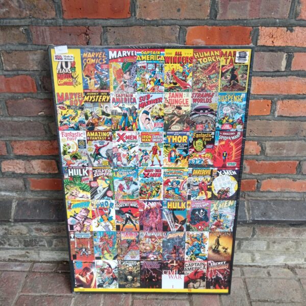 Large Marvel comics canvas print featuring superhero artwork.