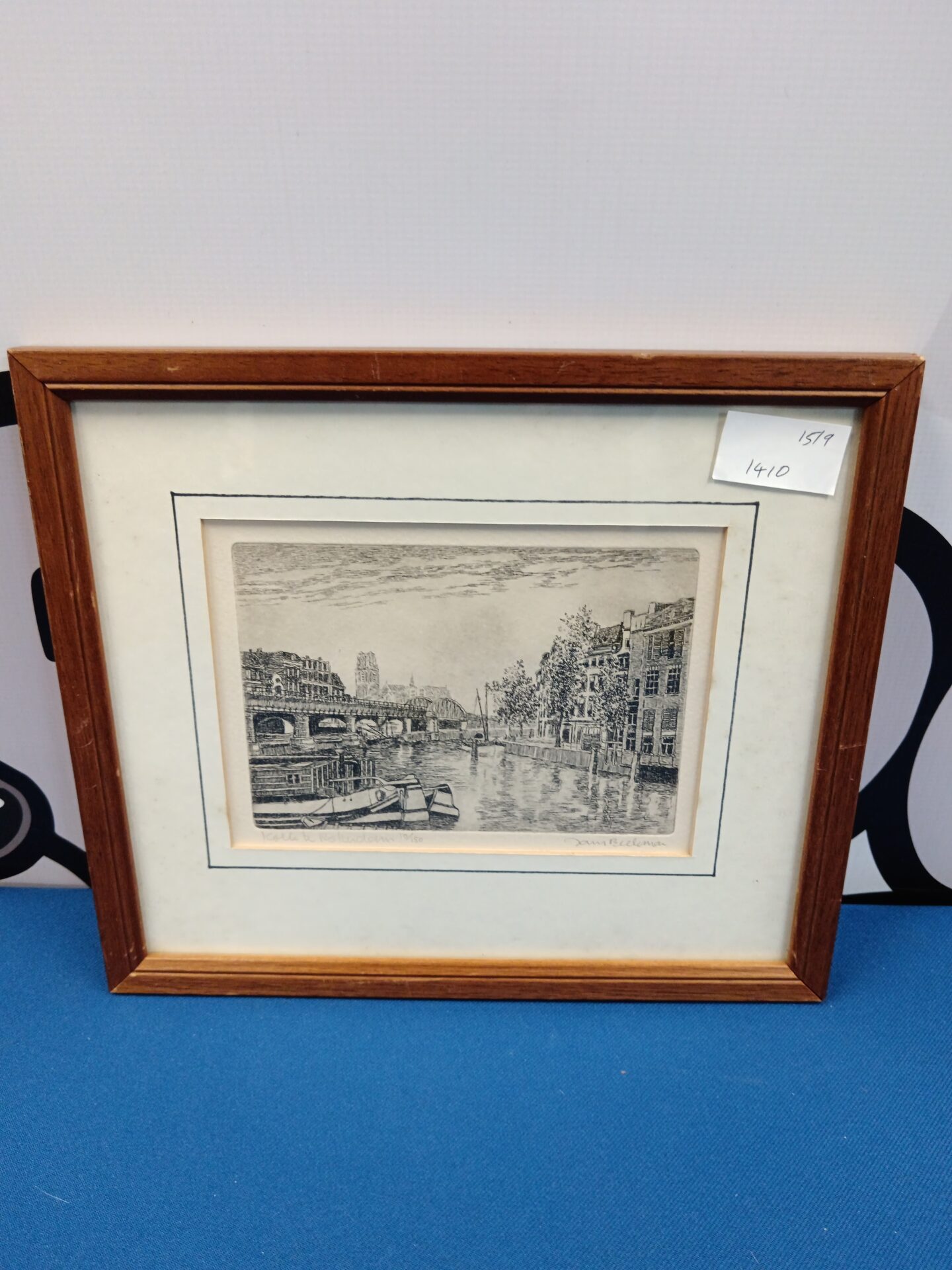 744 Ltd edition artist signed engraving of Rotterdam canals 10/150