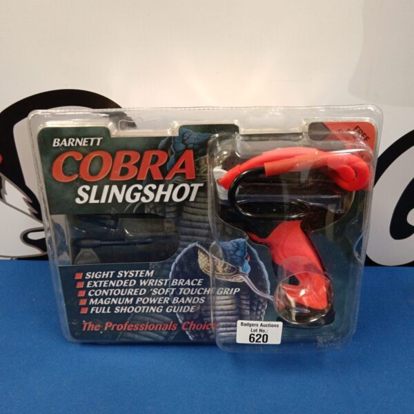 Barnett Cobra slingshot in packaging with wrist brace.