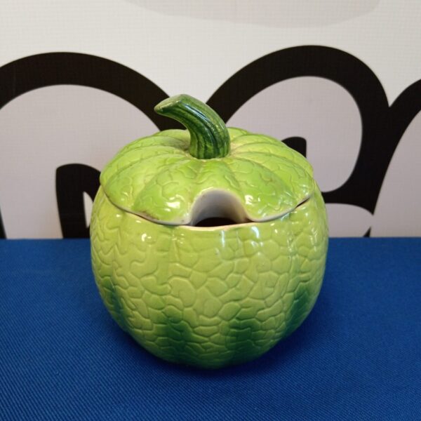 Vintage West German pumpkin pot with textured glaze.