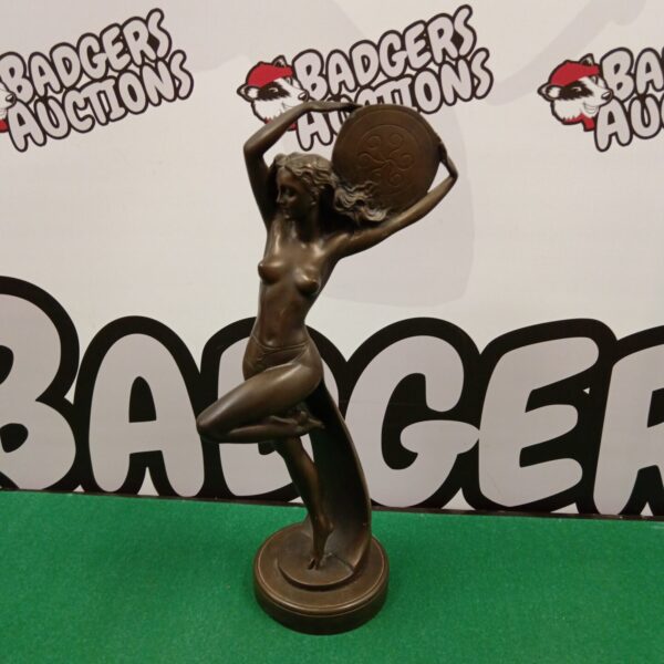 Vintage art deco lady sculpture with bronzed resin finish.