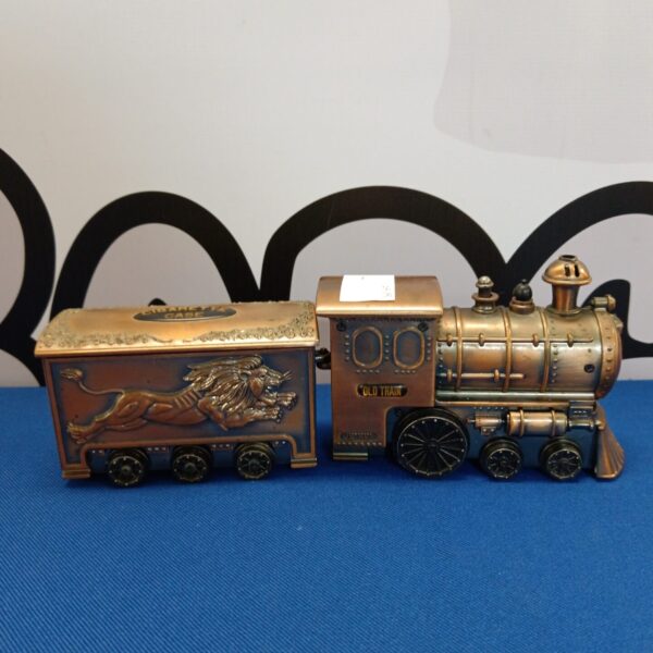 Vintage Kingsway copper locomotive train cigarette case with detailed finish.