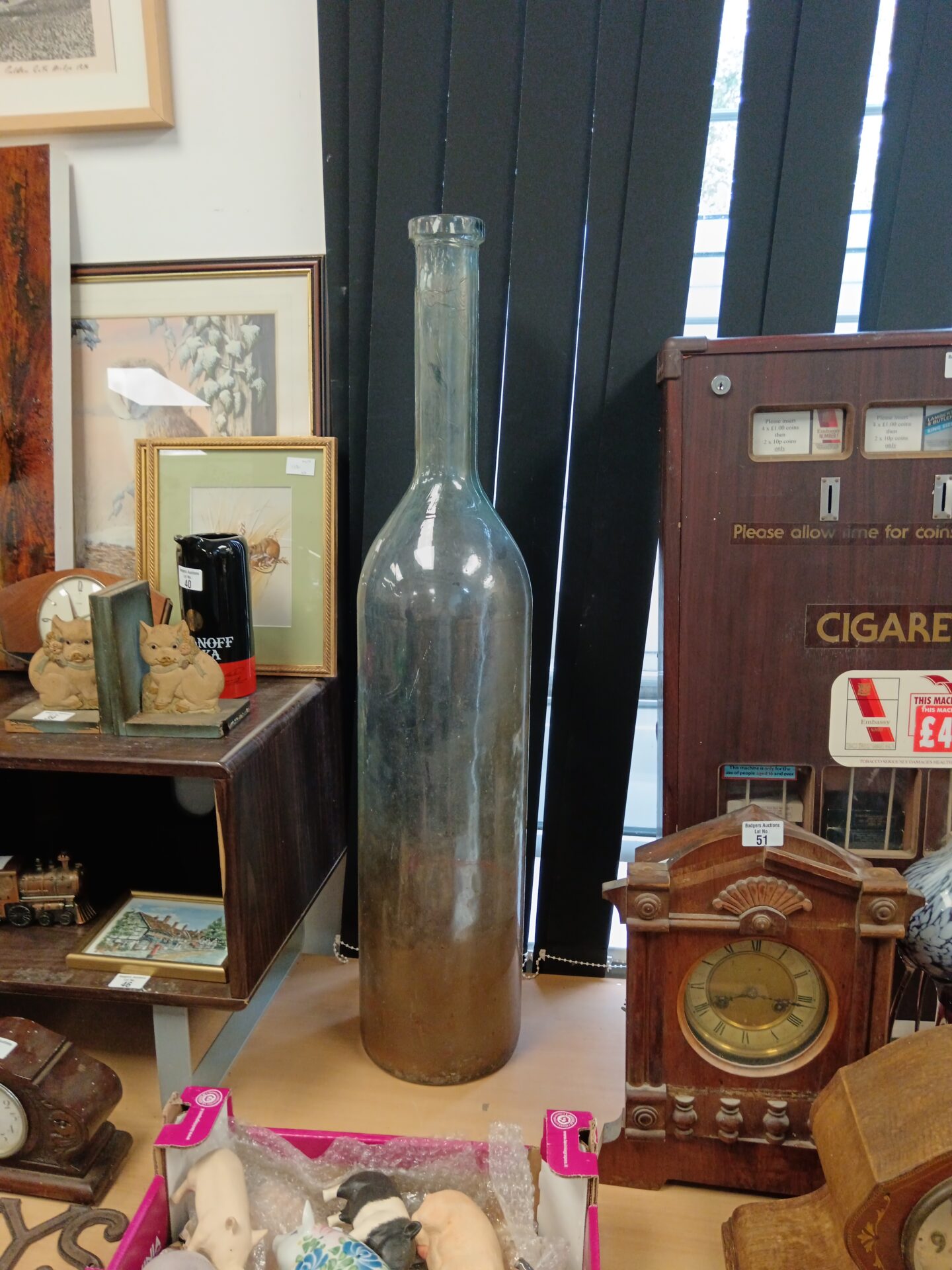050 Large hand made glass bottle 100cm
