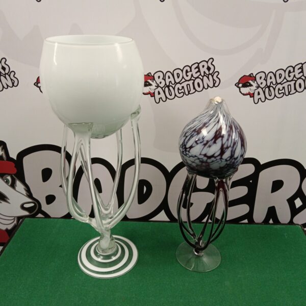 White glass Jozefina Makora goblet with octopus base.