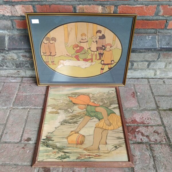 Vintage Peter Pan nursery print by Muriel Dawson, charming children's illustration.
