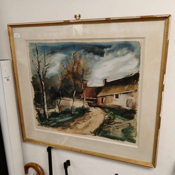 Limited edition village street scene print, signed artist, number 57/250.