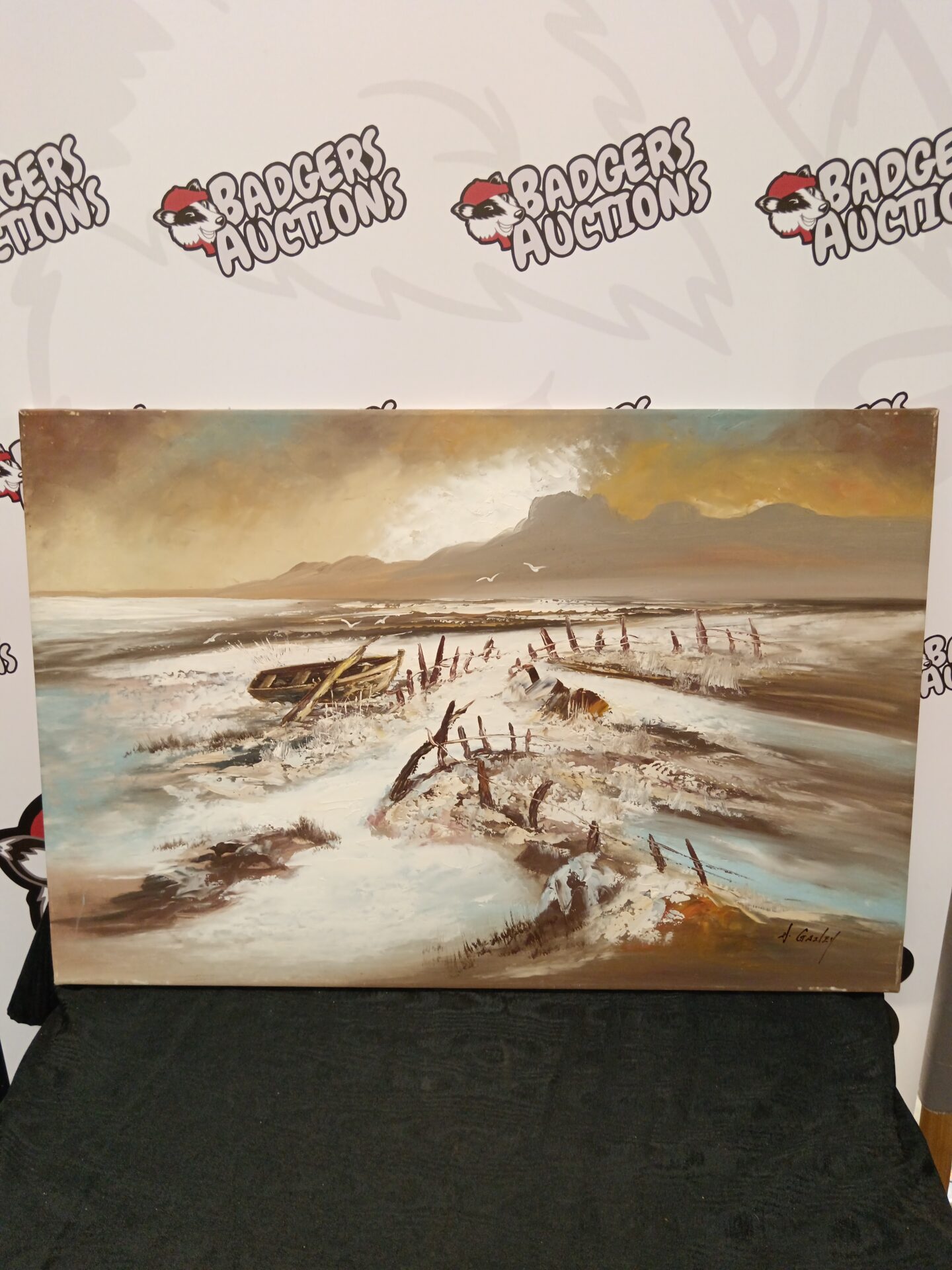 674 Original a gazley oil on canvas of a shoreline